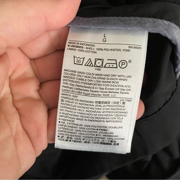 Gap Men’s Harrington Jacket Navy Blue Lightweight Zip Front Double Snap Collar L - Picture 14 of 14